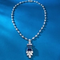 Collana in argento 925 con pendente quadrato blu reale 15x15 e pietre preziose di lusso - Argento 925 / Blu Reale (N343)