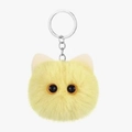 Cute 8cm yellow plush cat head keychain with fuzzy fur and silver metal ring - Standard - Silver Ring / 8cm Yellow