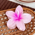 Elegant pink gradient frangipani flower hair claw clip with a high-gloss finish - Rose Pink 8cm