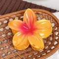 Vintage gradient plumeria flower hair claw clip in vibrant orange and pink shades - Peach Yellow