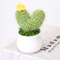 Handmade crochet heart-shaped cactus in white pot with yellow flower decoration - Heart-shaped Style (V)