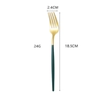Green and gold 304 stainless steel dinner fork with a matte handle and polished finish - Green Gold Medium Fork