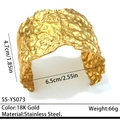 Bracciale rigido largo in acciaio inossidabile placcato oro 18K con trama geometrica - Oro