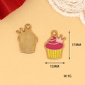 Macro detail of 17mm cupcake alloy enamel charm with dimensions and weight info - 2 Crown Rose Pink Cupcake