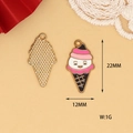 Detail view of a cute cartoon ice cream enamel pendant with 22mm x 12mm size dimensions. - 3 Pink Ice Cream Cone