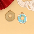Nahaufnahme von niedlichen Donut-Anhängern aus Legierung für DIY-Schmuckherstellung - 8 Blauer Donut