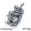 Vintage stainless steel Chinese dragon pendant for men, retro ethnic style design - Dominating Dragon (KP117734-LU) / Pendant Only