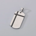 Minimalist brushed silver stainless steel dog tag pendant with black cross design - Style B Two-Tone Black Cross Pendant Only (Without Chain)