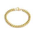 Minimalistische goudkleurige Cubaanse schakelarmband voor dames en heren, elegant accessoire - 7mm 6-zijdige Gepolijste Cubaanse Ketting / 20cm / Goud