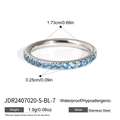 Bague empilable en acier inoxydable avec pierres bleues, bijoux de niche étanches - Bague en Acier Inoxydable Sertie de Zircone Bleue (JDR2407020-S-BL-7)