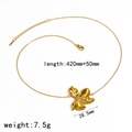 18k gold plated stainless steel big flower necklace with 420mm length and 7.5g weight - Flower Pendant Necklace (TN60700) / 420mm+50mm