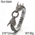 Gothic gun black stainless steel double dragon head woven chain bracelet for men - Gun Black Dragon Head (KB169233-KJX)