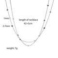 Double layer stainless steel necklace with geometric square beads, 42+5cm silver chain - Tn3107-s