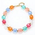 Collana audace in resina colorata con perle quadrate e distanziatori dorati - Stile Tandem di Perle Quadrate (Stile-3) / Traslucido colorato