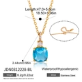 Collana in acciaio inossidabile placcato oro 18k con pendente quadrato in zircone blu - Stile Pendente Pietra Preziosa Quadrata Blu (JDN0312228-BL)