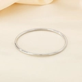 Elegant minimalist silver polished stainless steel round bangle for women stacking - Steel Single Ring (3mm Wire) / Inner Diameter 55mm