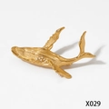 Exquisite gold-plated whale brooch with pearls, stainless steel marine jewelry variant. - Whale Style (KX029) / Gold