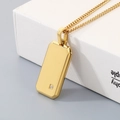 Collar de placa militar minimalista en acero inoxidable dorado con circonita cúbica - Collar Cuadrado Geométrico (KN301519-KFC) / Dorado
