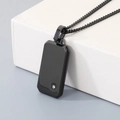 Collar de placa de perro de acero negro con pequeño diamante, joyeria minimalista. - Collar Cuadrado Geométrico (KN301521-KFC) / Negro
