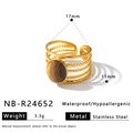 Vintage 18k gold plated stainless steel ring with natural oval tiger eye stone - Adjustable Open / Oval Tiger Eye Stone Style (NB-R24652) / Gold