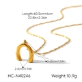 Detailed dimensions of minimalist gold U-shaped pendant necklace in titanium steel - U-Shaped Pendant Necklace (HC-N40246) / Gold