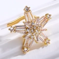 Golden star-shaped ear cuff featuring tiered baguette cut and round zircon stones - Star Ear Cuff (7292) / KC Gold (7292)