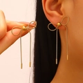Elegante gouden strik oorbellen met lange slangenketting kwastjes voor dames - Kwastje oorknopjes / Gouden oorbellen