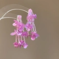 Sweet pink acrylic flower tassel earrings with silver needles and delicate bead chains - Floral Tassel (62#)