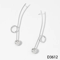 Minimalist geometric stainless steel drop earrings with polished PVD silver finish - Geometric Line Sphere Style (D3612) / Silver