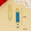 Detailed view of gold and blue pencil enamel charms with size measurements - Blue Pencil (C-339) / Blue
