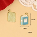 Macro view of 17x11mm turquoise book alloy charm for DIY jewelry and keychain making - Blue Book (C-339) / Blue