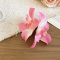 Elegant pink mesh fabric flower duckbill hair clip featuring delicate yellow stamen details - Pink Mesh Gradient Flower Duckbill Clip (36#) / Single Piece / Pink