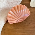 Elegant pearlescent seashell shaped hair clip in pink apricot finish for women - Pink Orange Iridescent Shell Hair Claw (49#) / L / Orange