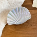 Elegant iridescent shell hair claw clip with a glossy pearlescent finish for women - Pearl White Iridescent Shell Hair Claw (50#) / L / Off White