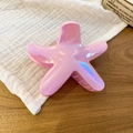 Elegant iridescent pink starfish hair claw clip with a glossy pearlescent finish - Iridescent Pink Purple Starfish Hair Claw (57#) / Pink