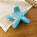 Blue iridescent starfish hair claw clip with pearlescent acrylic finish - Bright Blue Aurora Starfish Hair Claw (58#) / Blue