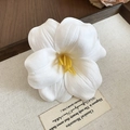 Elegant white fabric flower duckbill hair clip with yellow stamen for sweet hair styling - White Mesh Flower Stamen Duckbill Clip (64#) / White