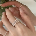 Elegant French style hollow zircon and pearl open ring for women jewelry accessory - Silver Hollow Pearl Retro Style (27#)