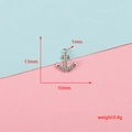 Detailed macro view of a silver anchor charm with 13mm height and 10mm width dimensions - Anchor Style (9#)