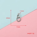 Close-up detail view of silver stainless steel oval pendant base with size dimensions - Double Ring Style (11#)
