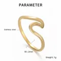 Minimalist gold wavy V-shaped stainless steel ring with 2mm band for daily wear - US 5 / Gold