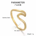 Minimalistischer goldener gewellter V-Ring aus Edelstahl mit 2mm Bandbreite Damen - US 5 / Gold