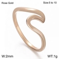 Elegant minimalist rose gold wave ring in titanium steel for stylish daily wear - US 5 / Rose Gold