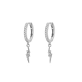 S925 Sterling Silber Blitz-Creolen mit funkelnden Zirkonia-Steinen im trendigen Stil. - Stil H / 925er Silber / Weißgold