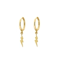 Vergoldete S925 Sterling Silber Creolen mit einem Blitzanhänger für Damen - Stil E / 925er Silber / Gold