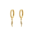 Goldene Blitz-Creolen aus S925 Silber mit Pavé-Zirkonia besetzt, elegantes Schmuckstück - Stil H / 925er Silber / Gold