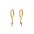 Elegante vergoldete s925 Silber Creolen mit Blitzanhänger und Pavé-Kristallen. - Stil I / 925er Silber / Gold