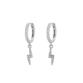 Elegante S925 Sterling Silber Blitz-Creolen mit funkelnden Zirkoniasteinen besetzt - Stil I / 925er Silber / Weißgold