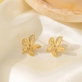 Elegant 18k gold plated stainless steel flower stud earrings for women and girls - Five-petal Flower Earrings (QYG228) / Gold