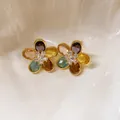 Exquisite flower-shaped stud earrings featuring colorful zirconia and premium silver needles - Colorful Zirconia Flower Style (22#) / Gold